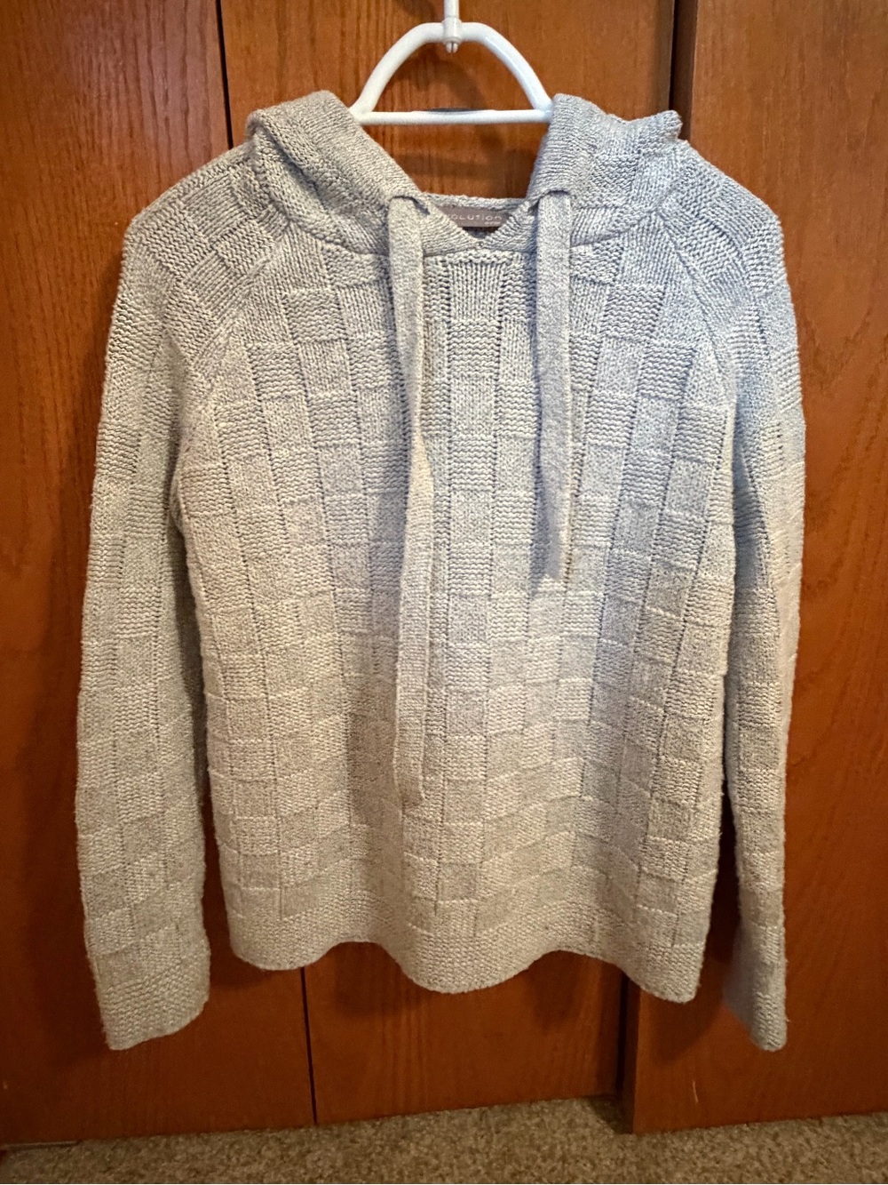 Women’s Textured Hooded Knit Sweater - Light Gray